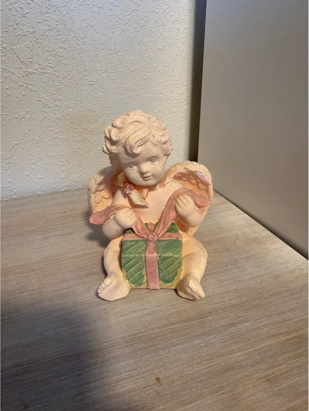 Vintage RUSS Angels Of Love Cherub Angel Figurine Holding a Gift Box